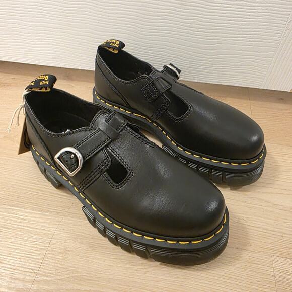 Dr. Martens Black Leather Audrick T-Bar Platform Mary Jane Loafers Size 10 - Picture 4 of 12